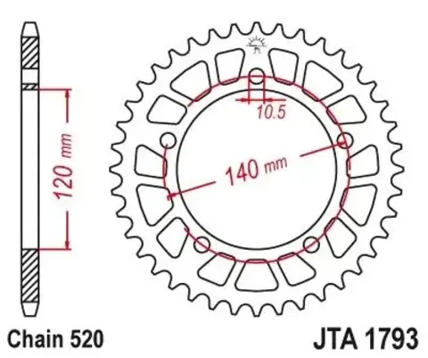 Звезда мотоциклетная JT JTA1793.45 алюминиевая