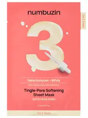 Numbuzin Тканевая маска с галактомисисом и постбиотиками для сужения пор No.3 Tingle-pore Softening Sheet Mask 27 мл