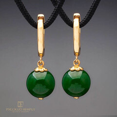 Серьги классика. Зелёный нефрит 12мм