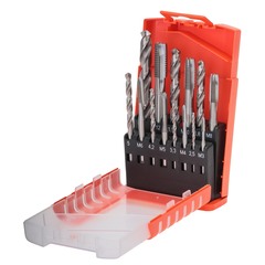 Набор метчиков машинных M3 -M12 HSSE DIN371/376 (B/4-5P, + сверла) 14пр Bucovice(CzTool) 104003