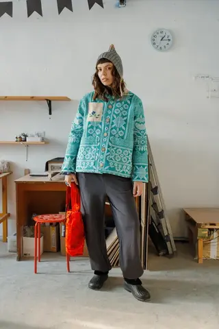 Куртка Soeurs с карманами из салфеток зеленая