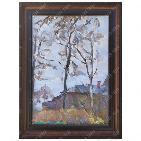 Динес Ю. С. Поздняя осень. Подсолнечная (Солнечногорск). Этюд. Картон, масло. 1956