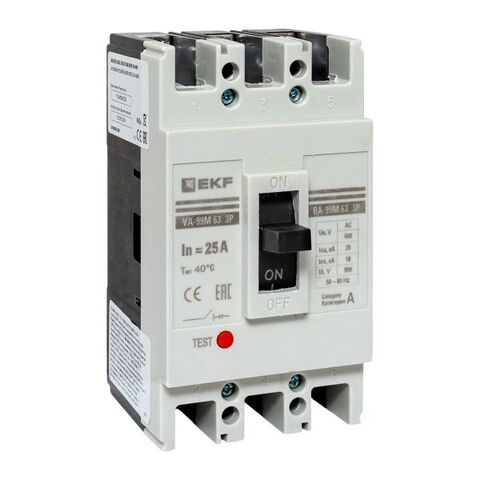 Выключатель автоматический в литом корпусе ВА-99М 63/25А 3P 10In 25кА с термомагнитным расцепителем EKF