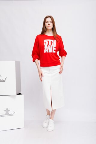 Oui Юбка прямая джинсовая с разрезом