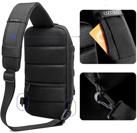 Картинка рюкзак однолямочный Ozuko 9358 Black - 5