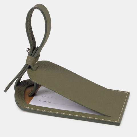 Багажная бирка из кожи теленка, зеленого цвета