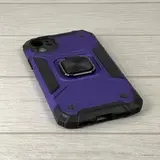 Противоударный чехол для iPhone 11 фиолетовый с пластиной для магнитного автодержателя и кольцом подставкой