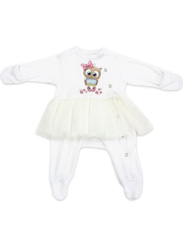 Комбинезон на кнопках с молочной юбочкой "Совушка"