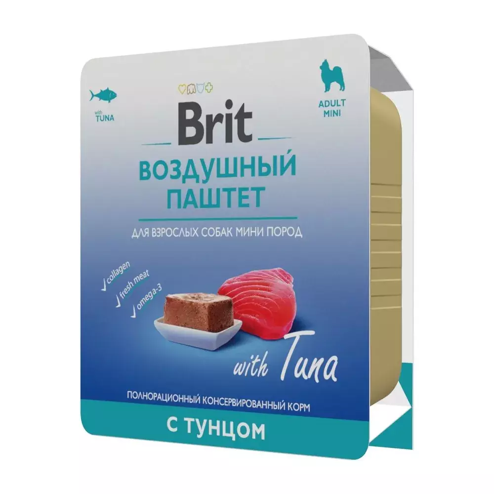 Воздушный паштет для взрослых собак мини пород Brit Premium тунец купить с  доставкой в интернет-магазине зоогастроном.ру