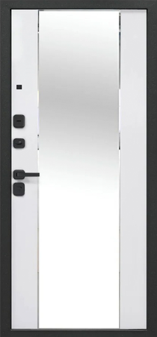 Дверь входная Феррони Флорида зеркало, 2 замка, 1,2 мм металл, (черный кварц+белый эмалит) #3