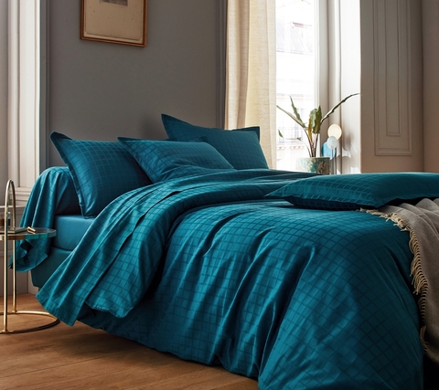 Постельное белье 2 спальное евро Blanc des Vosges Palace Bleu Paon