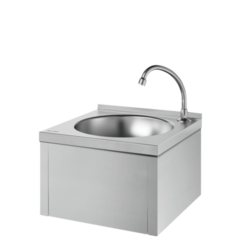 Delabie 182310 Рукомойник SXS механический, с порционным краном и изогнутым изливом, матовая нержавеющая сталь 304 фото