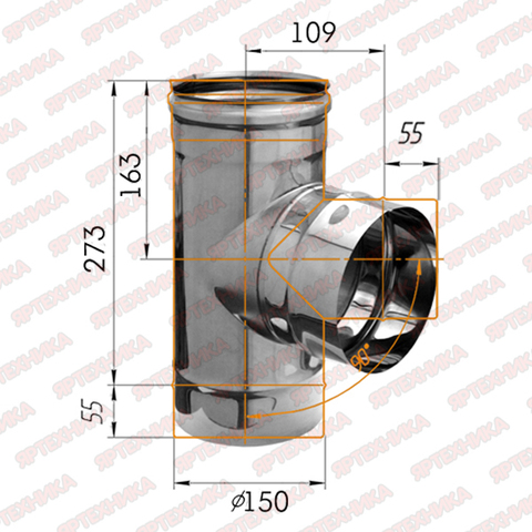 Тройник-К 90° d150мм (430/0,5 мм) Ferrum в интернет-магазине ЯрТехника