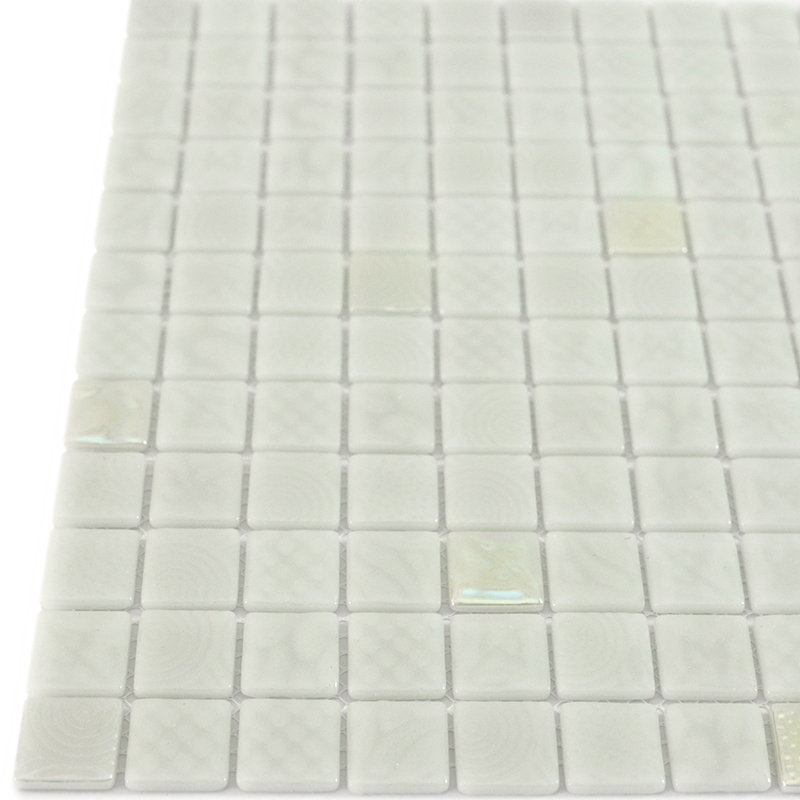 STP-WH003-L Natural Мозаика плитка из стекла Steppa перламутр белая глянцевая
