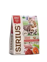 Сухой корм Sirius Adult для взрослых кошек, мясной рацион, 400 г