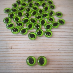 Глазки стеклянные круглые клеевые Ярко зеленые 10мм (2шт)