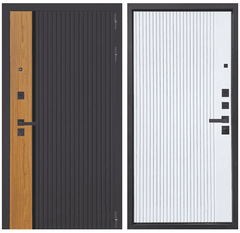 Купить Входная дверь Страж К-14 ПВХ чёрная шагрень панель ПВХ Velluto Bianco AG 700