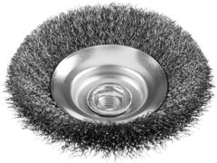 ЗУБР 125 мм, витая, стальная проволока 0.3 мм, коническая щетка-крацовка для УШМ, Профессионал (35265-125)