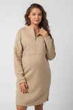 Утепленное платье для беременных и кормящих 14300 латте кожа беж