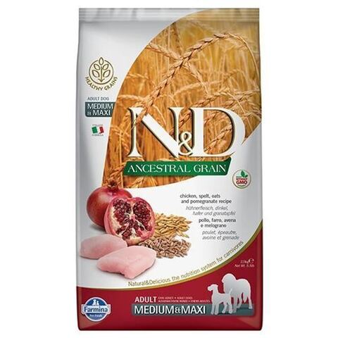 Farmina N&D ANCESTRAL GRAIN сухой корм д/собак сред и круп пород(курица,спельта,овес,гранат) 2,5 кг