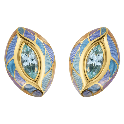 Серьги с Топазом и Цветной Эмалью, E0261-0/8