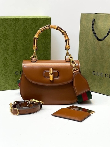 Маленькая сумка Gucci Bamboo 1947 с ручкой сверху коричневый