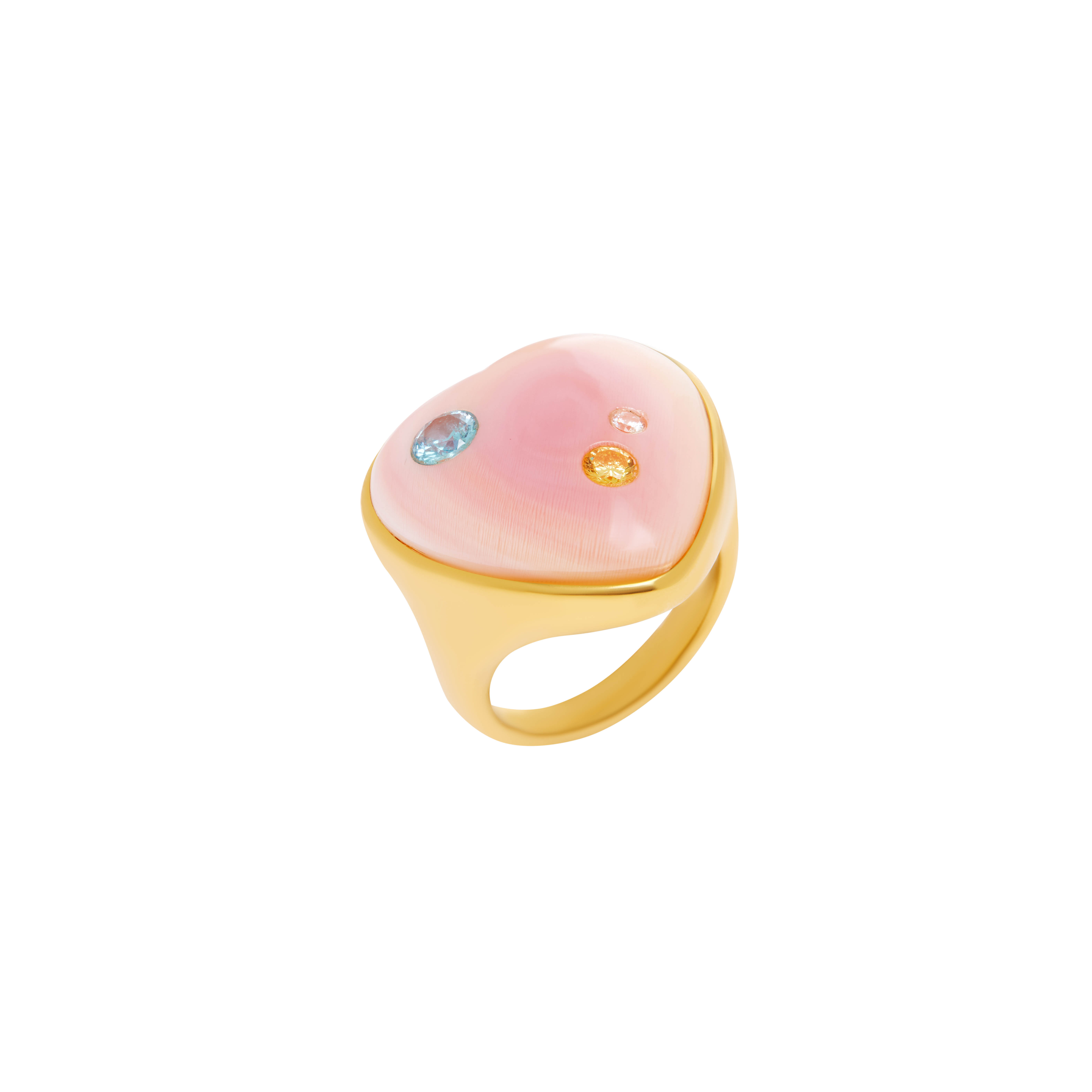 NOTTE Кольцо Cotton Candy Heart To Heart Ring - Pink Shell цена и фото