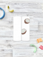 Сет из 2х муслиновых пелёнок Mjölk Кокосы/White