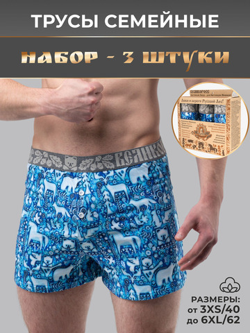 Комплект из 3-х семейных трусов - «Приморский лес»
