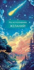 Открытка-конверт На исполнение желаний, 8*17 см, 5 шт.