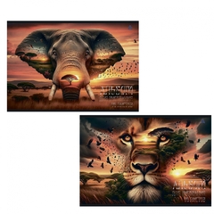 Альбом для рисования А4 40л., Alingar, на скрепке, мелованный картон (стандарт), 100 г/м2, "Животные", 2 дизайна в пленке т/у