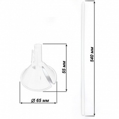 Комплект трубочка+зажим, Макси, Прозрачный, d=65 мм, L=54 cм, 5 шт.