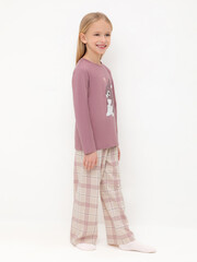 пижама  для девочки  К 1623/морозная вишня,текстильная клетка