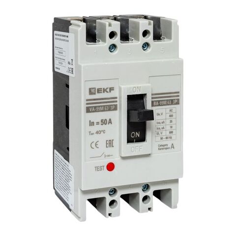 Выключатель автоматический в литом корпусе ВА-99М 63/50А 3P 10In 25кА с термомагнитным расцепителем EKF