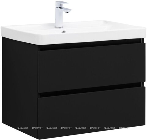 Aquanet 344746 Тумба с раковиной Вега 2.0 70 2 ящ. цв.черный (раковина Ирис) (344746)