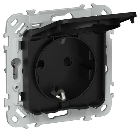 FLITE Роз. с з/к/ш кр б/к 16А IP44 РСшкр11-1-44-ФлЧ чер. IEK