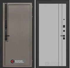 Входная дверь в квартиру Лабиринт Лаб про 1 Серый софт рельеф (с текстурой), черный молдинг