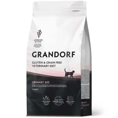 GRANDORF URINARY S/O сухой корм для кошек / способствует растворению струвитных камней и предотвращению их повторного образования (400 гр)