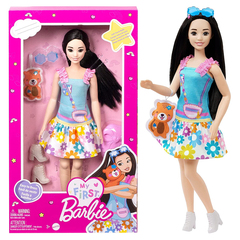 Кукла Барби 35 см коллекция My First Barbie, мягкое подвижное тело, черные волосы, аксессуары
