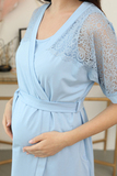 Комплект для беременных и кормящих с халатом и сорочкой 09914 голубой
