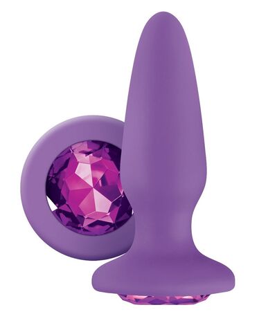 Фиолетовая анальная пробка с фиолетовым кристаллом Glams Purple Gem - 10,4 см. - NS Novelties Glams NSN-0510-65