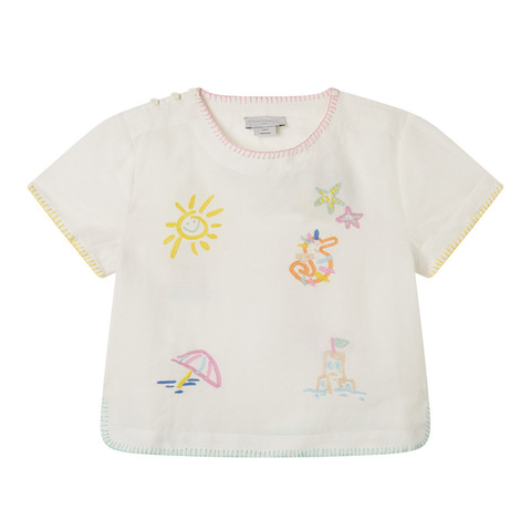 Футболка Stella McCartney Kids Summer Doodles Embroidery