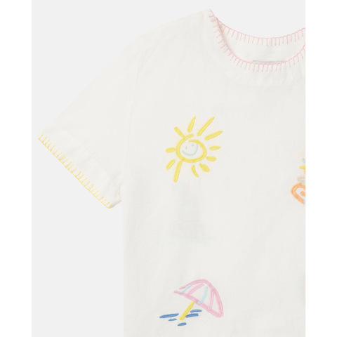 Футболка Stella McCartney Kids Summer Doodles Embroidery