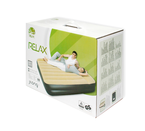 Картинка матрас Relax High Raised Air Bed Queen с электронасосом 203x157x47 бежевый - 2