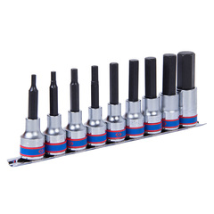 KING TONY (4120PR10) Набор торцевых насадок 1/2", HEX, 4-17 мм, 9 предметов