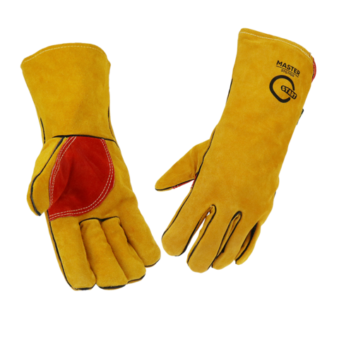 Краги спилковые START Master усиленная ладонь (красно-оранжевые)