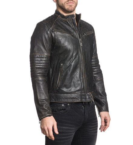 Afflction | Куртка кожаная мужская Ghost Rider 110OW208 правый бок