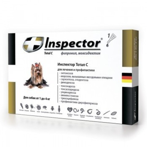 Инспектор для собак весом менее 4 кг, 1 пипетка