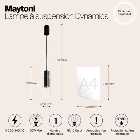 Подвесной светильник Maytoni Dynamics MOD326PL-01B