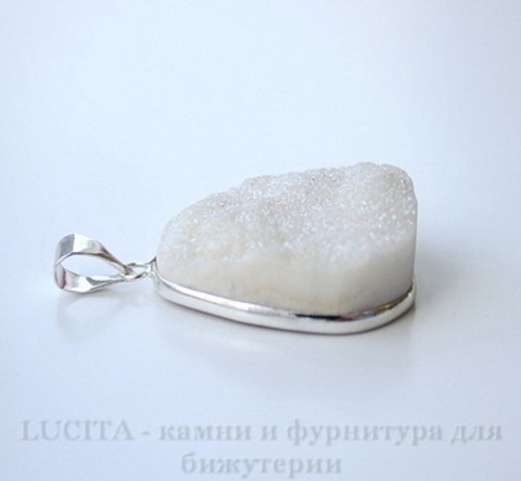 Подвеска Кварц в рамке (цвет - античное серебро) 37,6х28,6х14 мм №41